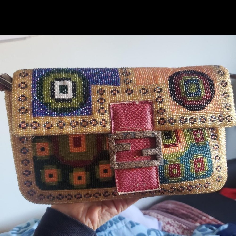 Extremely rare authentic beaded Fendi baguette.
